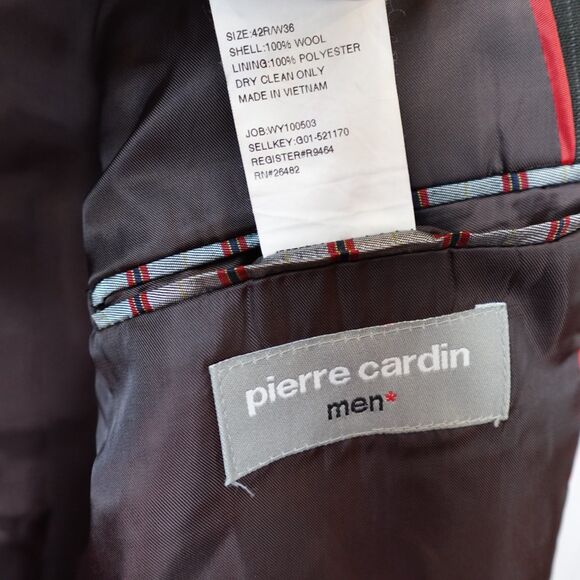 Pierre Cardin Suit Jacket Men's Size 42R 100% Wool Gray Pinstripe Lined Blazer - Picture 4 of 12